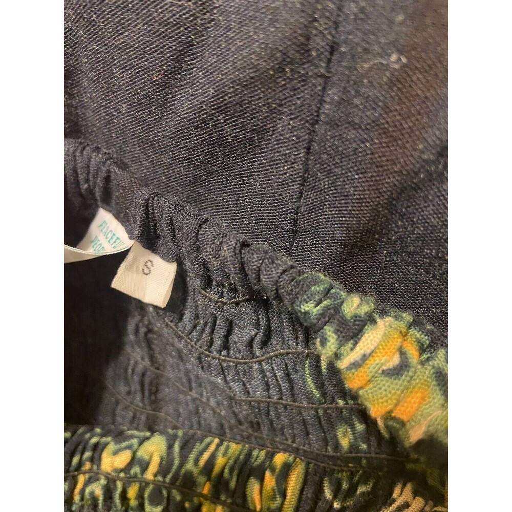 Peaceful People Sundress Womens Size S Smocked Midi Black Yellow Green - Picture 6 of 6